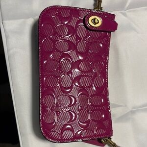 Coach Pink Signature Leather Shoulder Bag